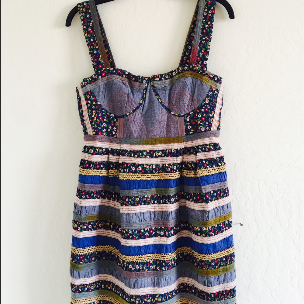 Free People Navy Combo Mini Dress